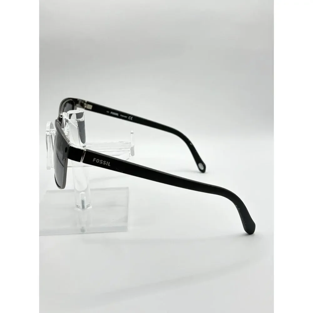 Fossil Rectangular Sunglasses Black Gray Polarized Men 57mm